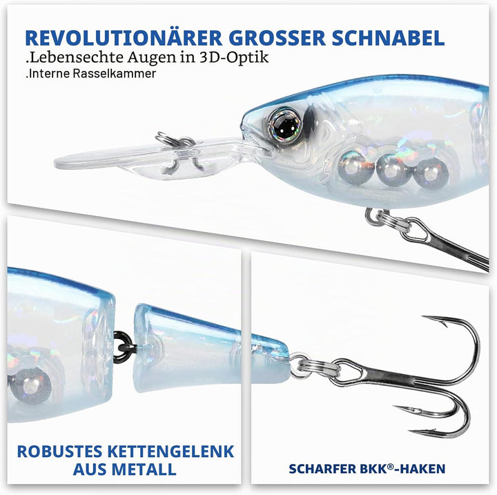 TRUSCEND Kunstköder Hecht, Fisch Köder für Zander Barsch Forellen Wobbler Swimbait, Angelköder Fisch