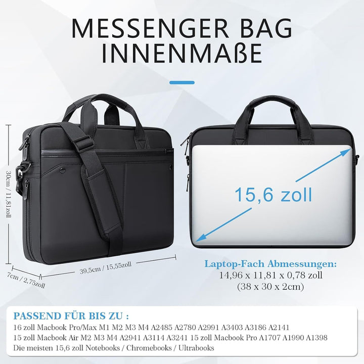RAINYEAR Erweiterbare Laptoptasche für 15,6-Zoll-Laptops – Umhängetasche