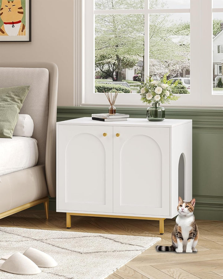 Hzuaneri Katzenschrank, Katzentoilette, Katzenklo Schrank, Katzenhaus mit Tür, Hölzerner Beistelltis