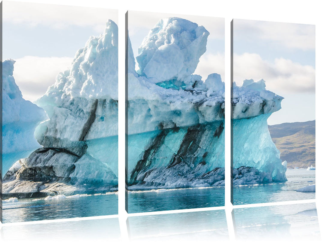 Pixxprint gigantischer Eisberg 3-Teiler Leinwandbild 120x80 Bild auf Leinwand