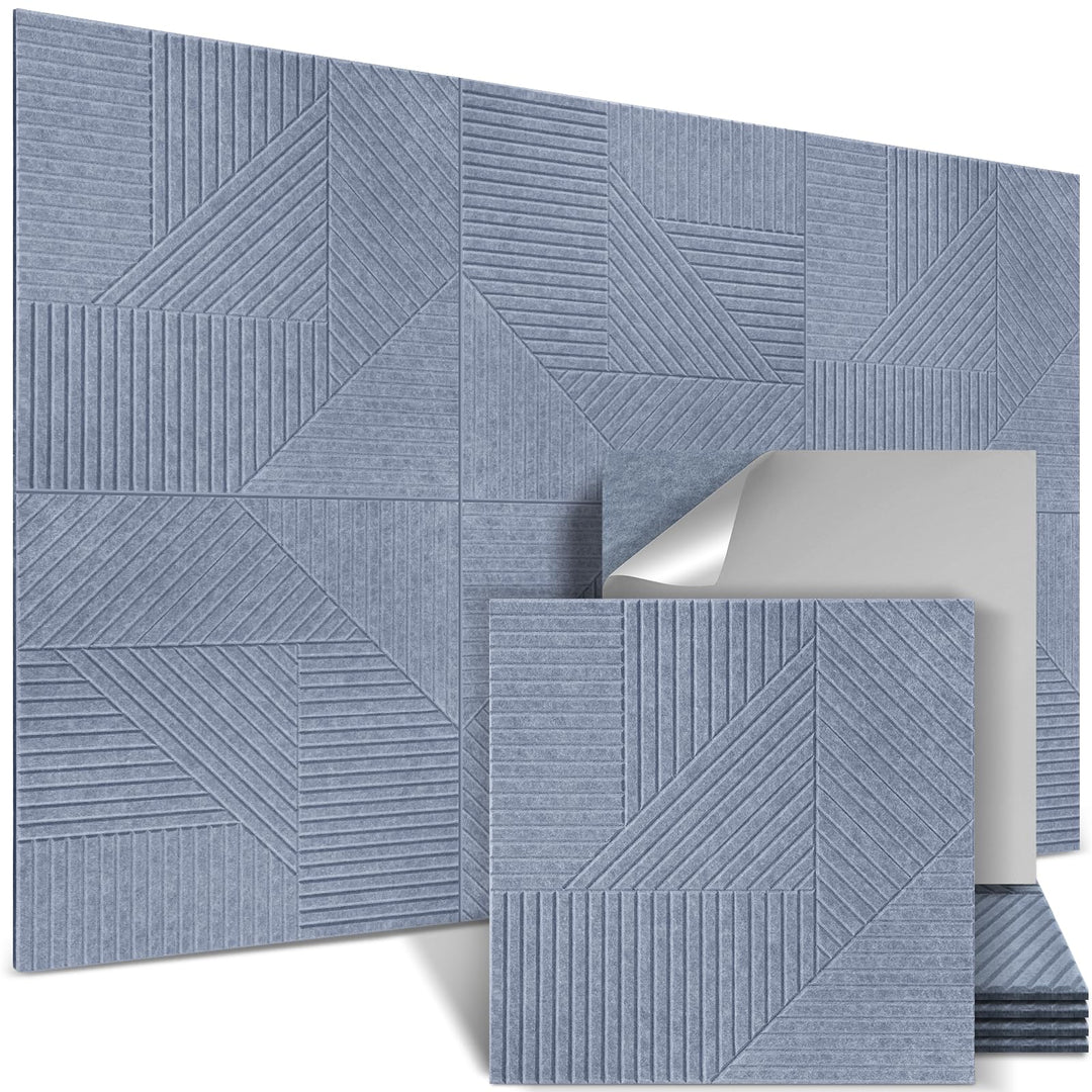 6 Stück Akustikpaneele selbstklebend 60 x 60 x 1,2 cm, Akustikplatten aus Polyester zur Schalldämmun