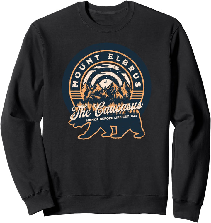 Circassian Mount Elbrus Retro Bär Honor before Life Adyghe Sweatshirt