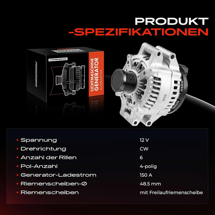 Frankberg Lichtmaschine Generator Kompatibel mit 1er E82 E88 3er E90 E91 E92 E93 2010-2012 Replace
