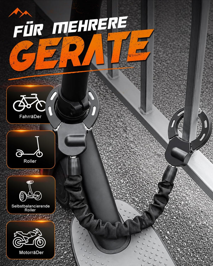 E Scooter Schloss, Handschellenschloss mit Schlüssel für E Bike &amp; Fahrrad 90 CM, 90 CM