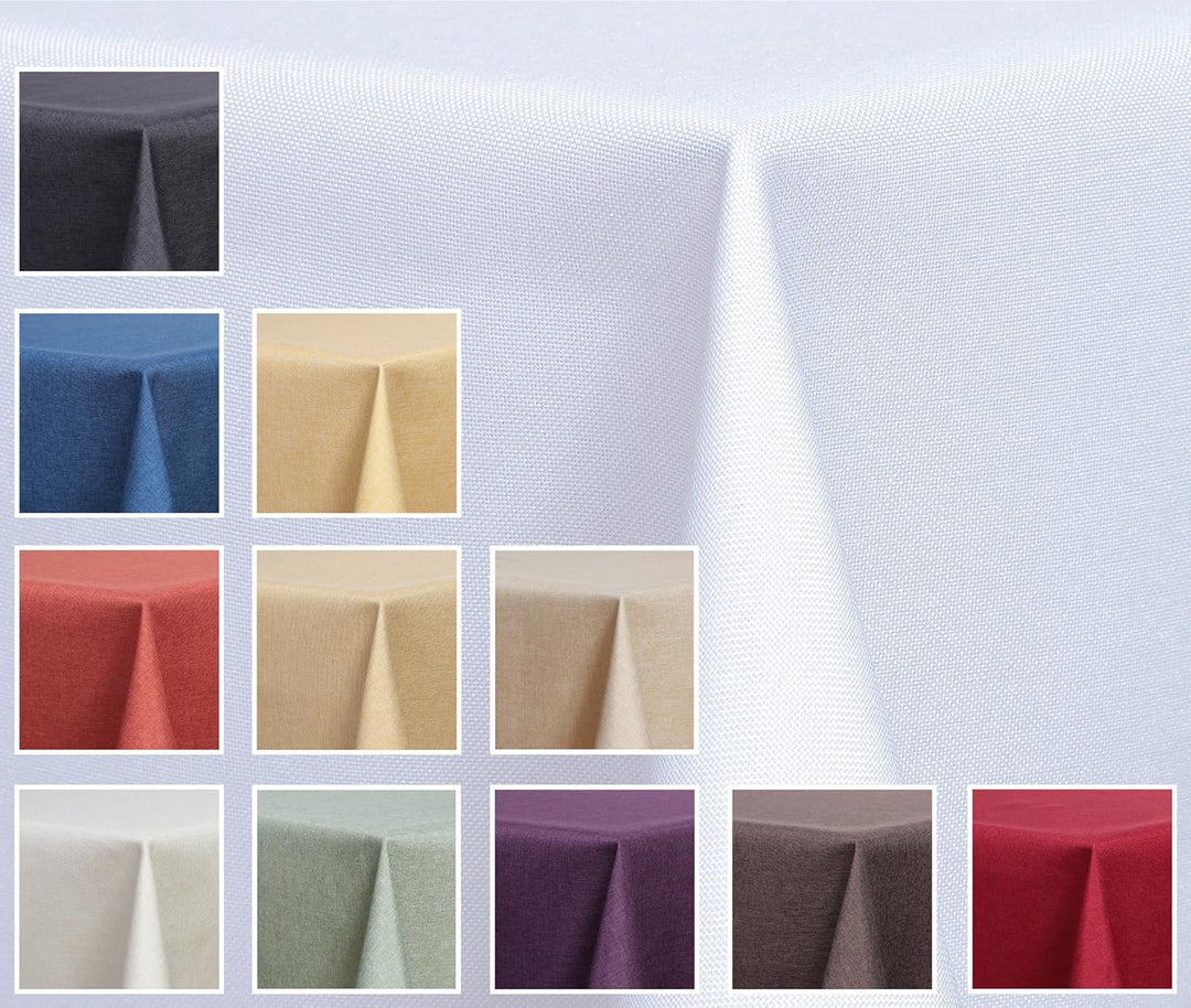 Textil Tischdecke - Leinen Optik - wasserabweisend Eckig 160x320 (Weiss, ca. 160 x 320 cm) Weiss ca.