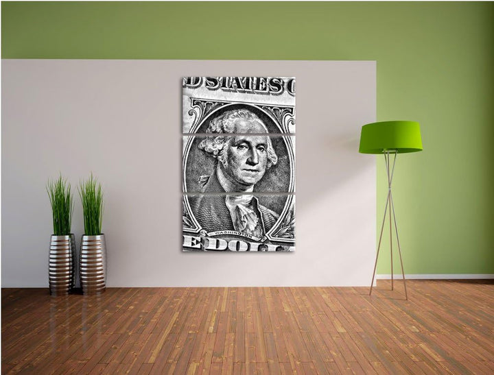 Pixxprint Geldschein Dollar als Leinwandbild - Grösse: 3-Teilig (120x80cm) - Wandbild - Kunstdruck -