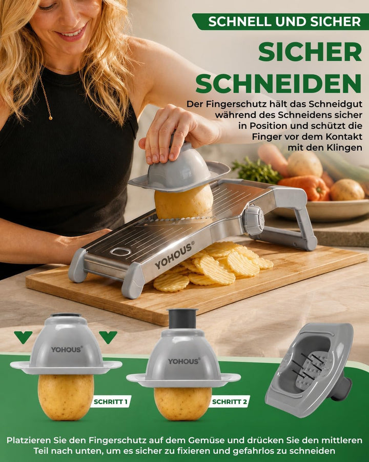 Gemüsehobel Mandoline - Verstellbarer Gemüseschneider aus Edelstahl