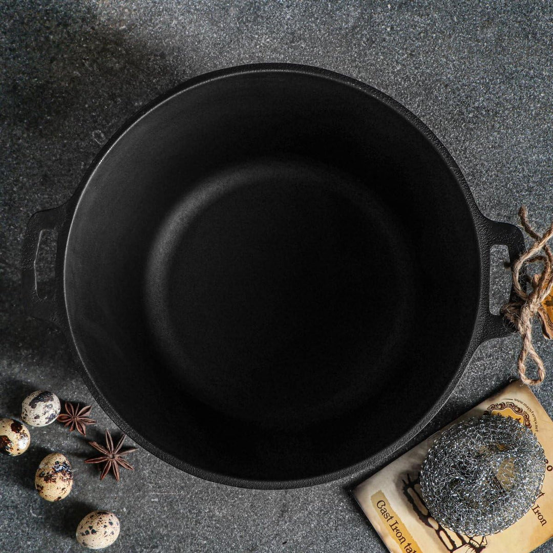 MAYSTERNYA Gusseisen Dutch Oven - Outdoor cooking - BBQ Bratpfanne Gusseisen - Schwarz (5 Liter), 5