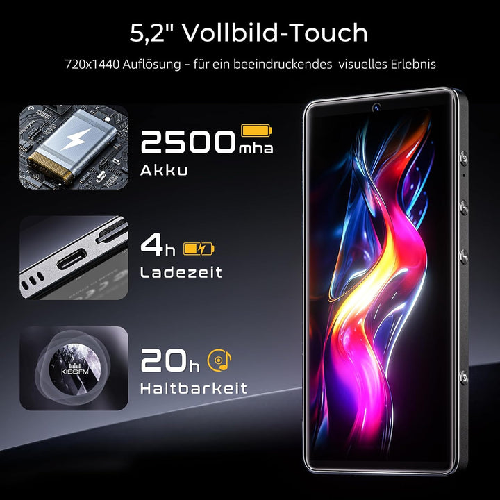 HIFI WALKER G7 Pro MP3-Player, Android 13, 160 GB, WLAN &amp; Bluetooth Schwarz 160.0 GB, Schwarz 160.0
