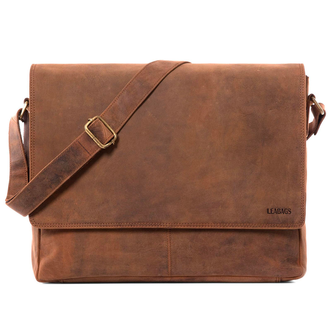 LEABAGS Oxford Laptoptasche Leder 15 Zoll Herren Damen Echtleder 38x10x31 cm Brown Fox, 38x10x31 cm