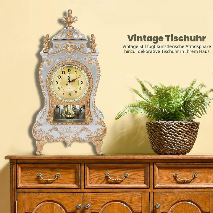 Joyzan Tischwecker, Wanduhr mit Pendel und Glockenspiel, Vintage Uhr Pendel Klassische Vintage-Tisch