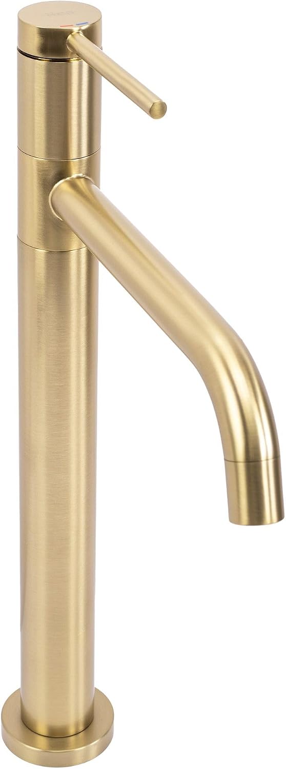Rea Waschtischarmatur LUGANO BRUSH GOLD HIGH Wasserhahn Bad Badarmatur aus Messing Armatur für Wasch