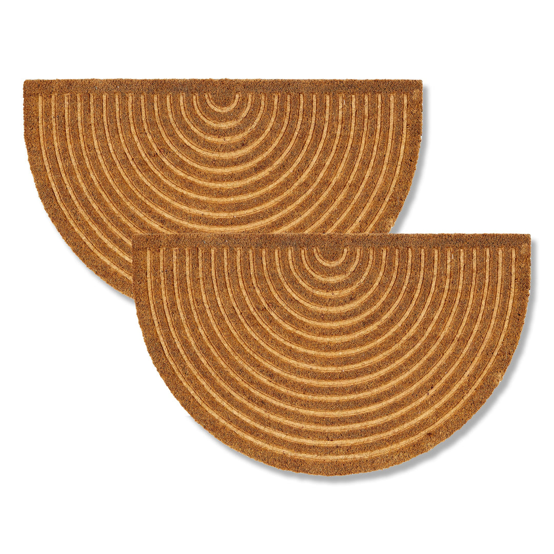ASTRA Moderne Fussmatte Haustür - Kokosmatte 2er Set 45x75cm Halbrund Natur - rutschfeste Schmutzfan