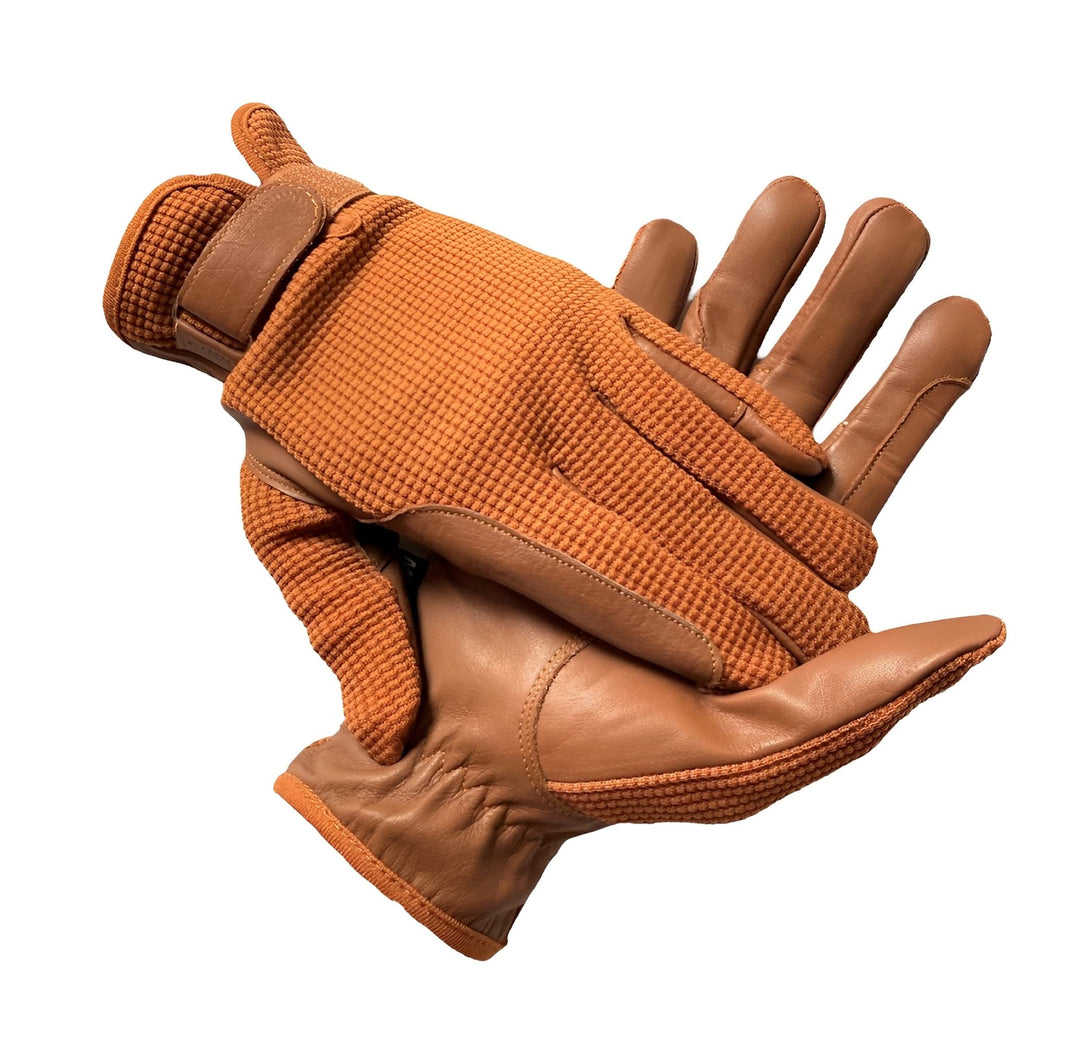 Herren-Reithandschuhe, echtes Leder und Baumwolle, Premium-Qualität, Hellbraun, L