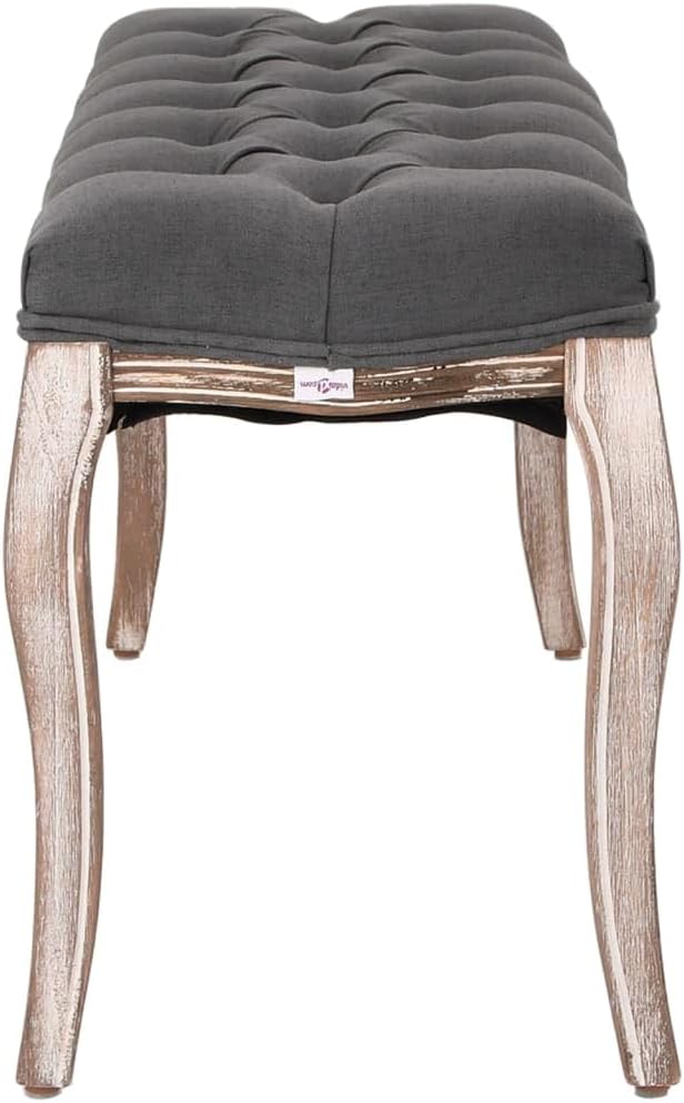 vidaXL Bank Leinen Massivholz 110x38x48 cm Dunkelgrau, Dunkelgrau