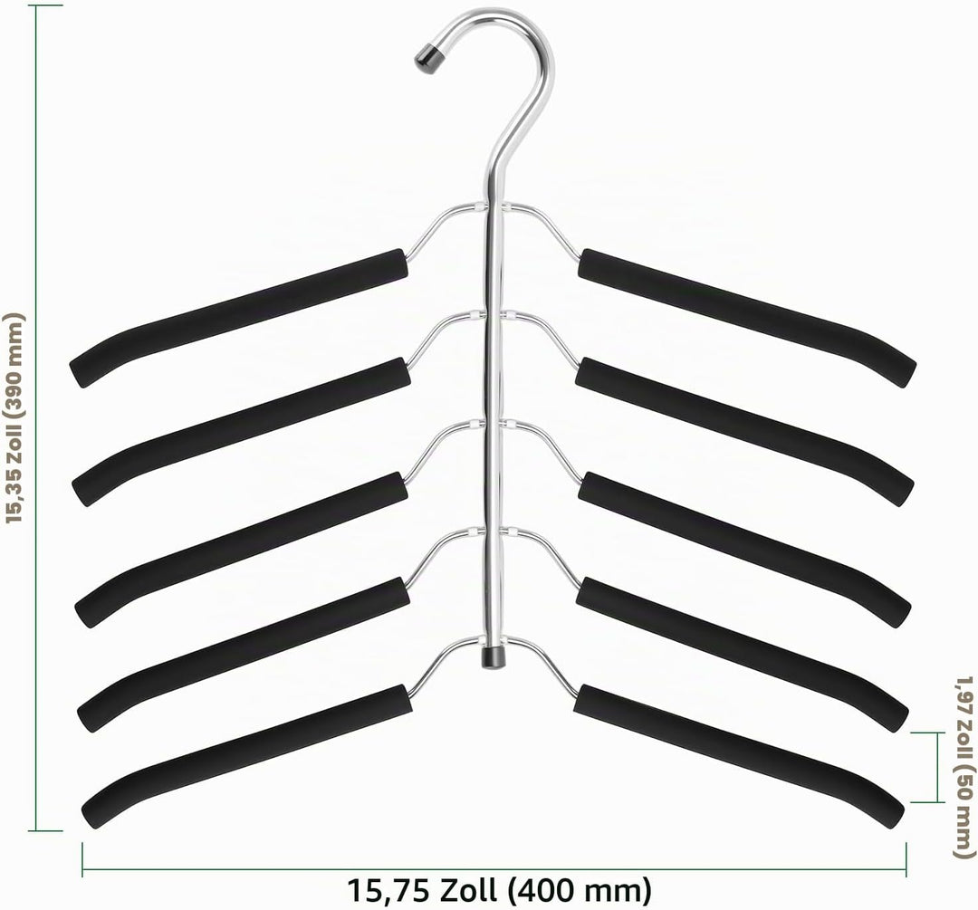 2 Stück Mehrlagiger Kleiderbügel 5 in 1, Mehrfach Kleiderbügel Platzsparend Metall Schwarz, Hosenbüg