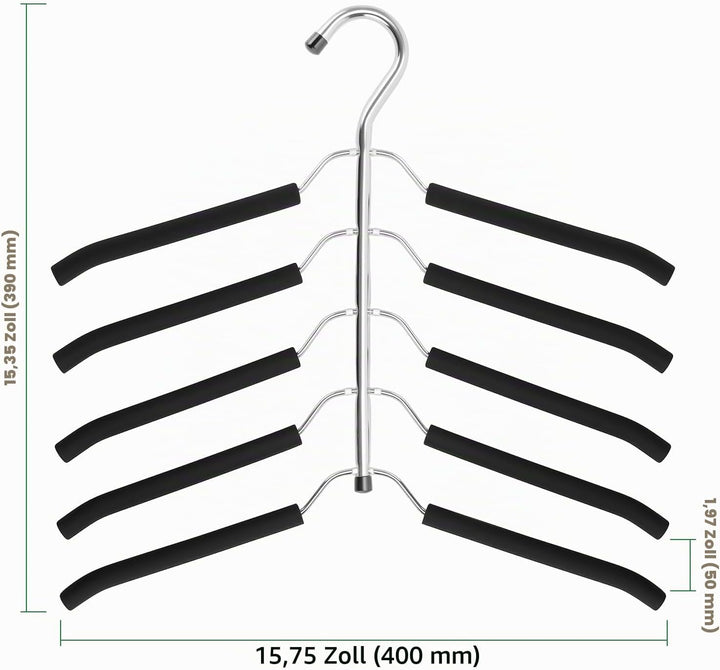 2 Stück Mehrlagiger Kleiderbügel 5 in 1, Mehrfach Kleiderbügel Platzsparend Metall Schwarz, Hosenbüg