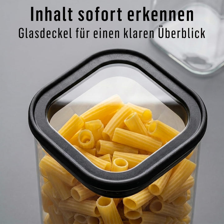 Deco haus Vorratsgläser mit Glasdeckel für Spaghetti 2x 2300ml + Etiketten | Vorratsdosen Glas mit D
