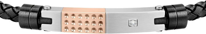 Morellato Herrenarmband, Kollektion Moody, aus Leder, Schwarz-IP, Edelstahl - SQH21, Edelstahl