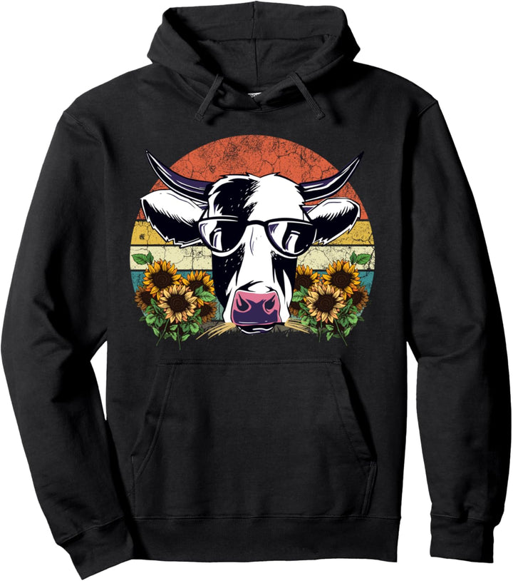 Sonnenblumen Landwirt Geschenk Rind Lustig Sonnenbrille Kuh Pullover Hoodie