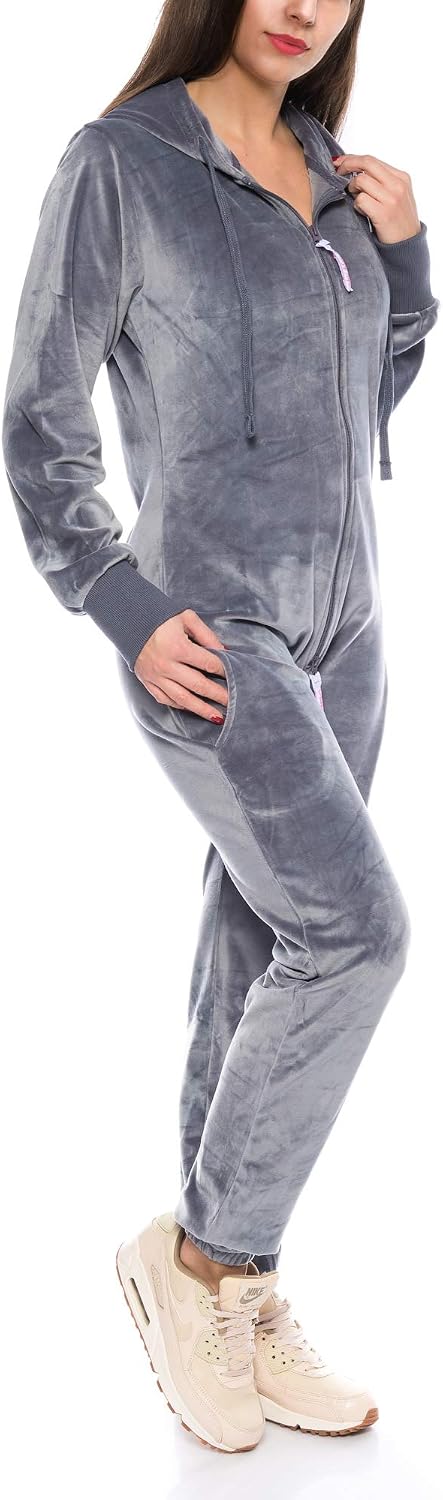 Crazy Age Damen Jumpsuit aus Samt (Nicki, Velvet) Wohlfühlen mit Style. Elegant, Kuschelig, Weich. O