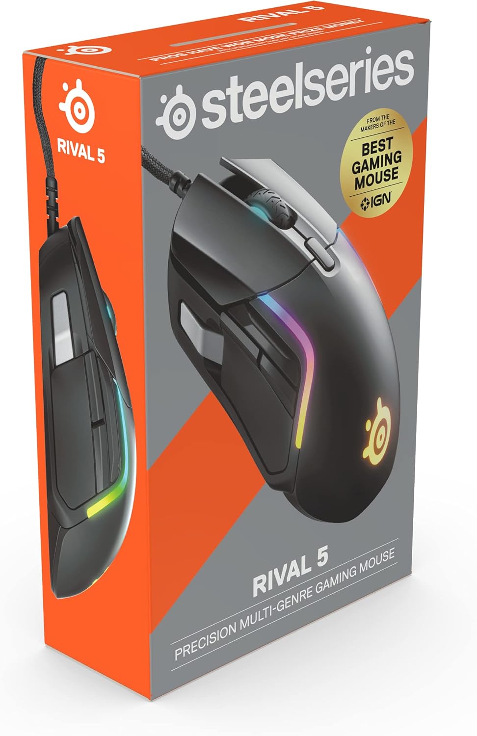 SteelSeries Rival 5 Kabelgebunden Gaming-Maus Optisch Ergonomisch, Beleuchtet Schwarz, Grau 62551 Wi