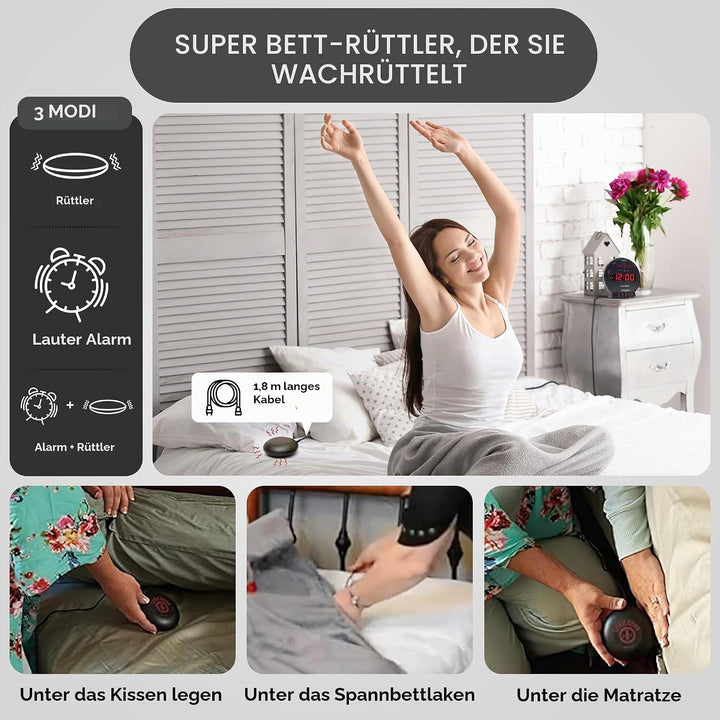 Geemarc SBB500 Super Laut Vibrations Wecker (85dB) - Schwarz SBB500SS Schwarz, SBB500SS Schwarz