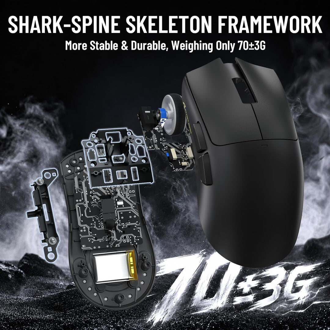 ATTACK SHARK X11 PRO V2 Lightspeed Wireless Gaming-Maus, TFT Display Dock A-Schwarz, A-Schwarz