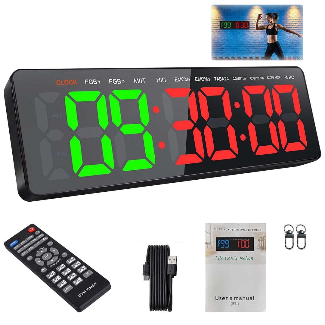 16.5" Gym Timer, Digital Fitness Timer mit 8 Modi, Countdown/Up
