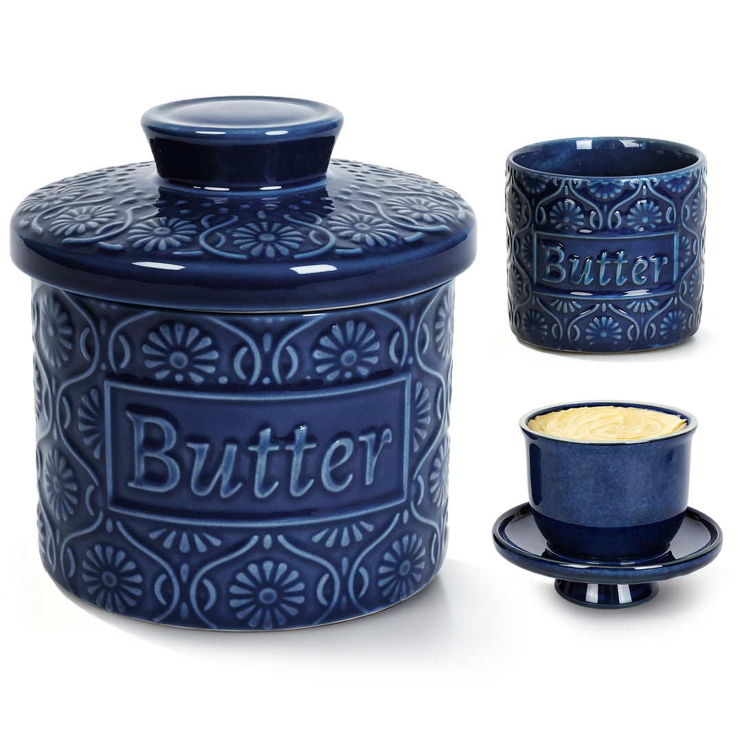 Keramik Butterdose, französische Butterdose, keramische butterglocke mit Deckel, butterdose wasserge