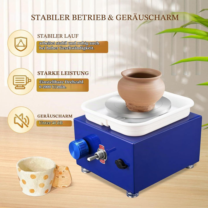 Töpferscheibe, Kooeuru Töpferscheibe Elektrisch 2000 U/min Einstellbare Geschwindigkeit, Pottery Whe