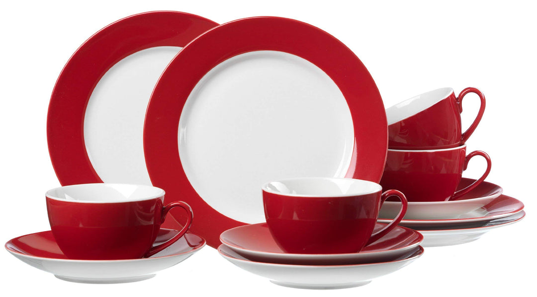 Ritzenhoff &amp; Breker Kaffeeservice Doppio, 12-teilig, Porzellangeschirr, Rot Rot Kaffeeservice, Rot K