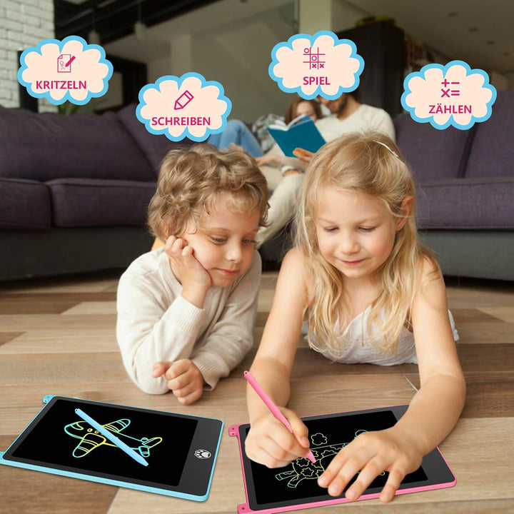 Zaubertafel 8.5 Zoll, 4 Stück LCD Schreibtafel für Kinder, Löschbar Abschliessbar Maltafel, Augensch