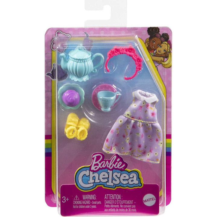 Barbie Chelsea Pack Accessoires HHM59 Ärmelloses Kleid + Schuhe und Zubehör für Tee