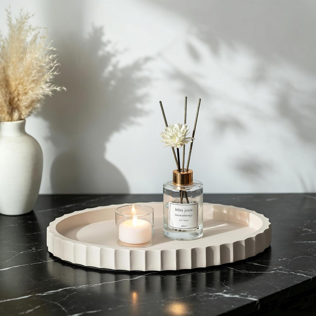 Hanobe Deko Tablett Holz Oval: 34x24 cm Modern Tischdeko