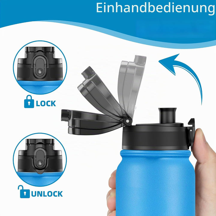 OLDLEY 600ml/20oz Edelstahl-Wasserflasche, Doppelwandige Vakuumflasche, Hält Getränke Heiss und Kalt