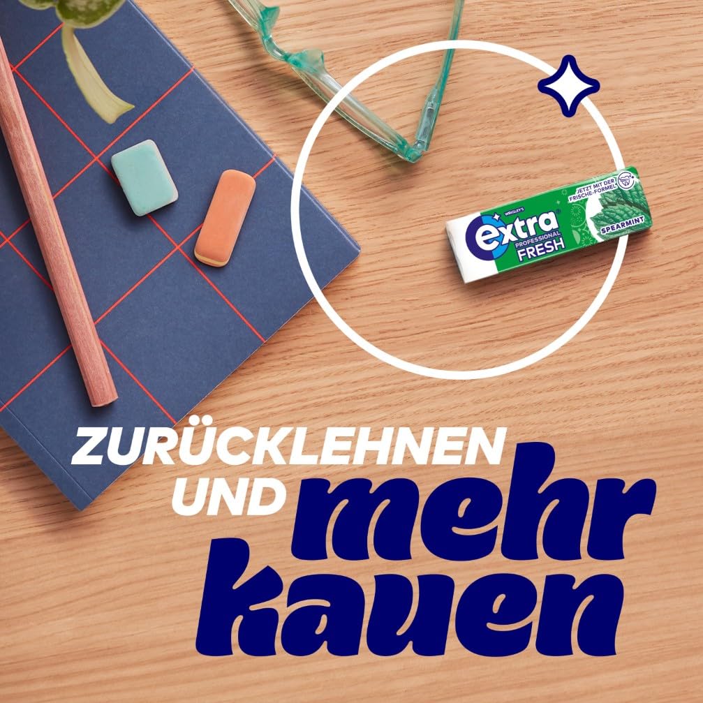Extra Professional Fresh Spearmint, Zuckerfreier Kaugummi, Multipack mit 30x10 Dragees, Für frischen