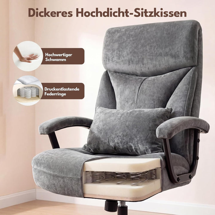 Ergonomischer Bürostuhl 200KG Schreibtischstuhl mit 4-stufiger Gasdruckfeder, Hoher Rückenlehne und