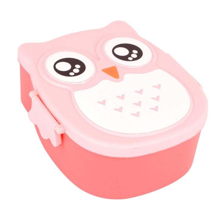 Tragbare Cartoon Eule Lunchbox, Kunststoff, 900ml, Mikrowellengeeignet, mit Löffel und Gabel, 16x14x