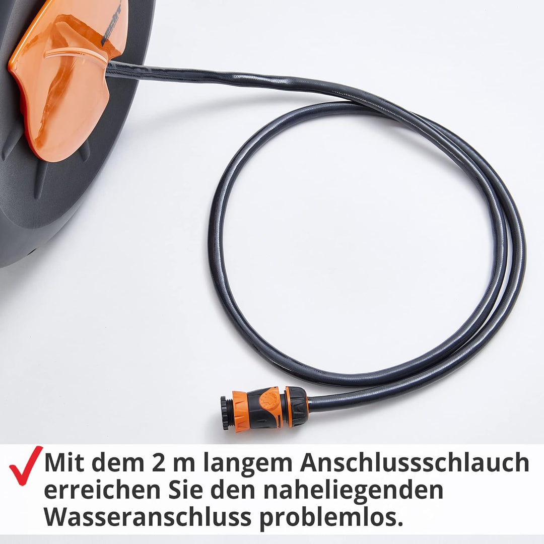 HECHT Automatik Wand Schlauchtrommel – mit 20m+2 oder 30m+2 Gartenschlauch – Inkl. Wandhalterung Sch