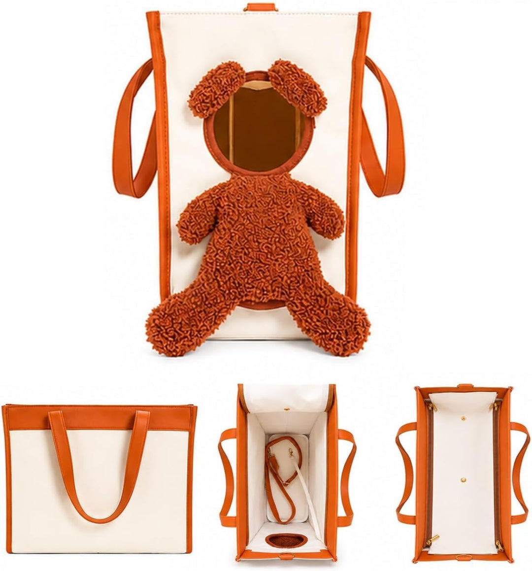 Teddy Tragetasche für Hunde und Katzen - 2 in 1 Multifunktionale Haustier Handtasche mit Plüsch pelz