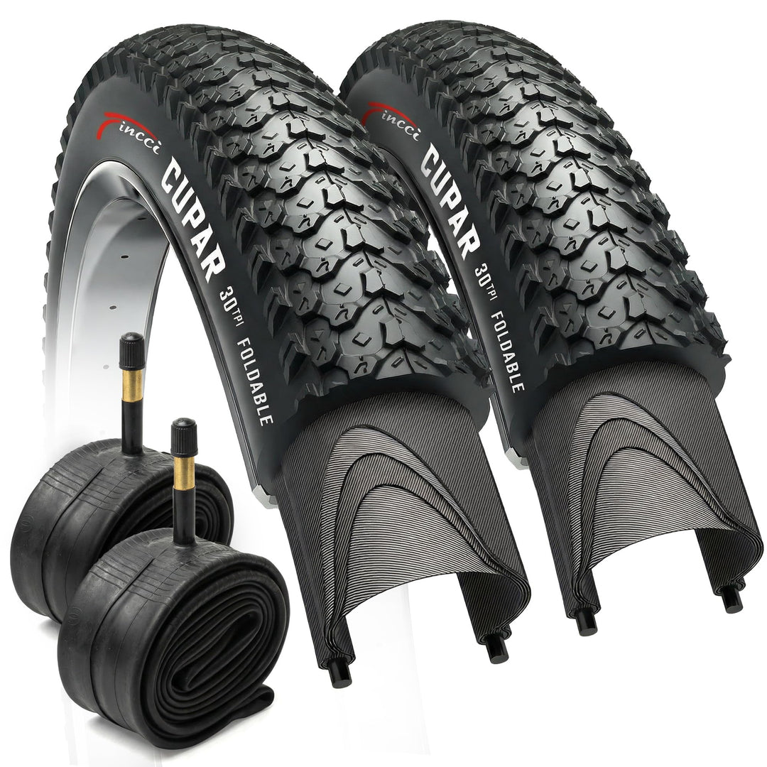 Fincci Fahrradreifen 26 Zoll 26x2.125 Faltbar Set 2 Reifen 2 Schlaeuche MTB | Fahrradmantel 26x2.125