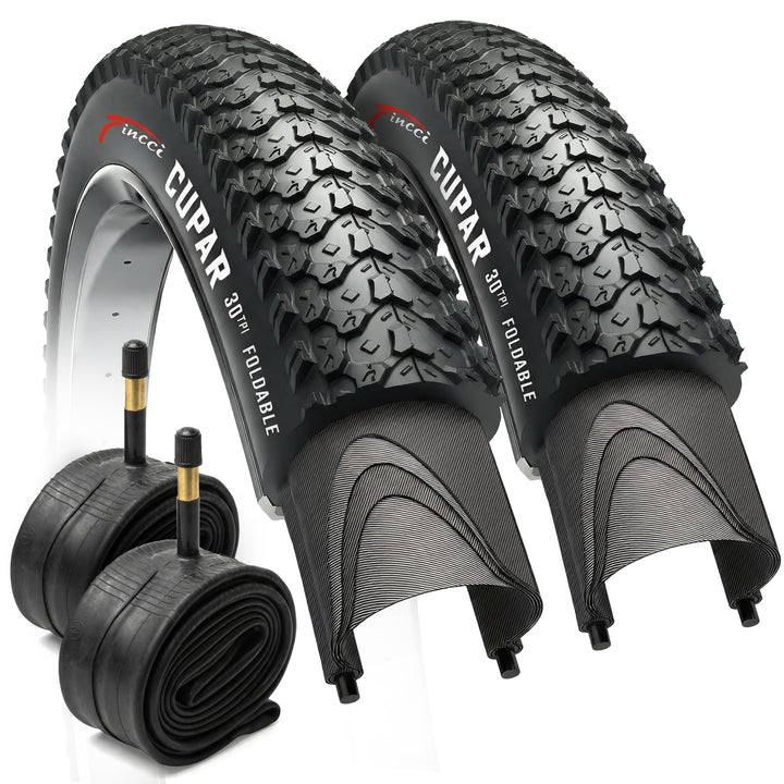 Fincci Fahrradreifen 26 Zoll 26x2.125 Faltbar Set 2 Reifen 2 Schlaeuche MTB | Fahrradmantel 26x2.125