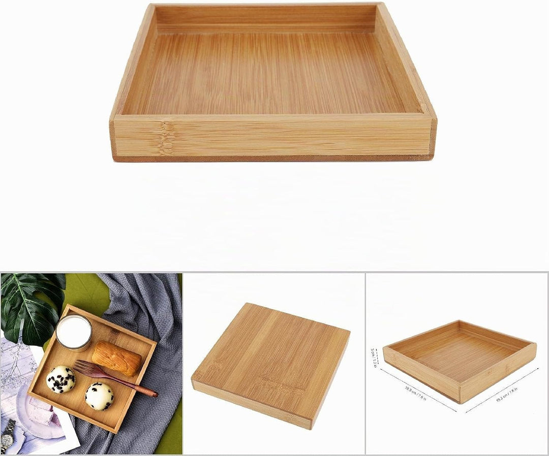 Serviertablett Tablett Holztablett 20cm WEIKEYA Bambus Tablett japanisch Stil Rechteckig Tablett ein
