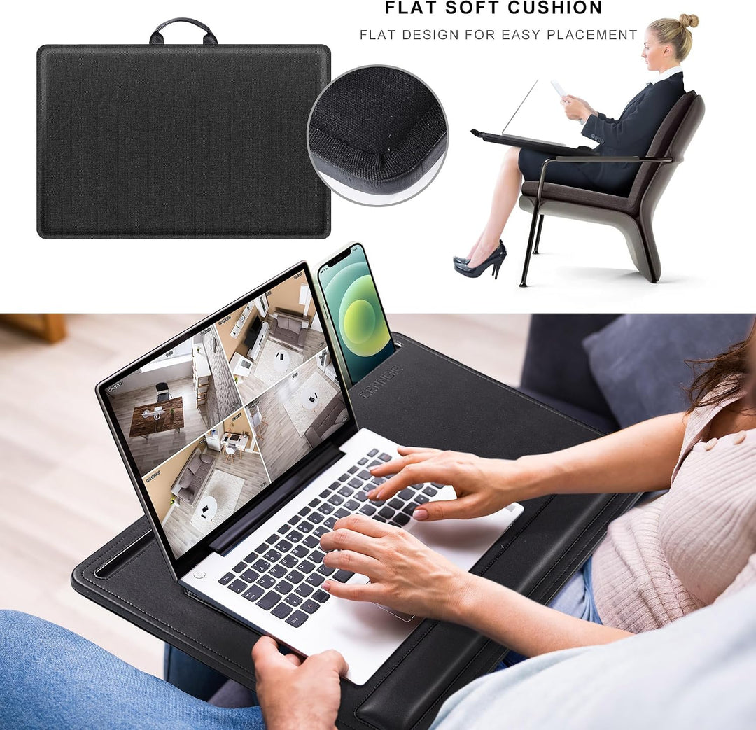 CENNBIE Extragrosser Laptoptisch aus Leder mit Memory-Schaum-Kissen, 60x40 cm, verstellbar für Lapto