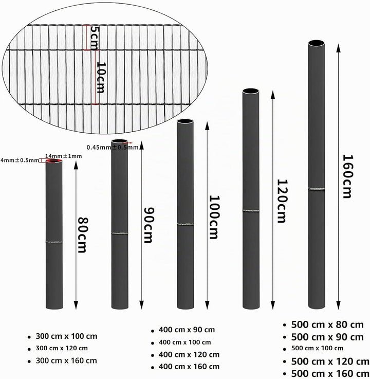 WOLTU PVC Sichtschutzmatte 500x90cm, Wetterfester Sichtschutzzaun UV-beständig für Optimale Privatsp