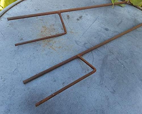 2er-Set Gartenstab m. Haken Laternenhaken u. Doppelspiess Eisen Rost 90