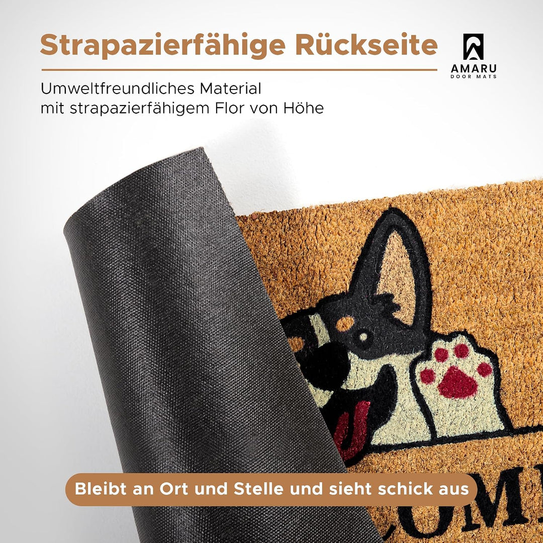 Fussmatte Kokos Aussen und Innen, Hund Gruss, 70x40 cm, Hund Gruss