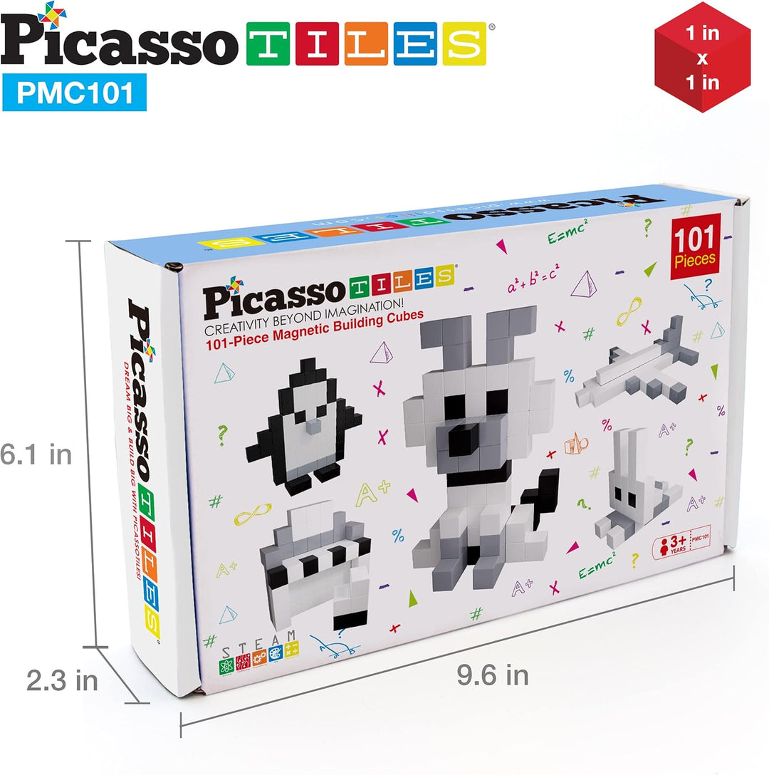 Picasso Cubes 1” Magnetic Puzzle Cube 101 pcs Black and White Magnet Construction Building Block Set
