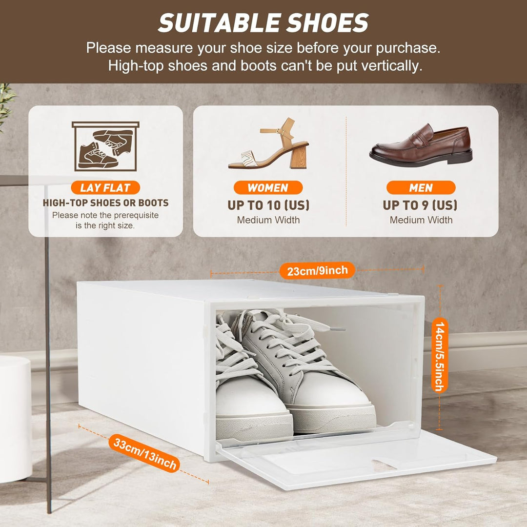 Schuhboxen, 20 Stück Schuhkartons Durchsichtig Faltbare Kunststoff-Schuh-Aufbewahrungsbox Stapelbare
